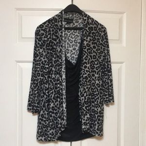 Leopard and black blouse